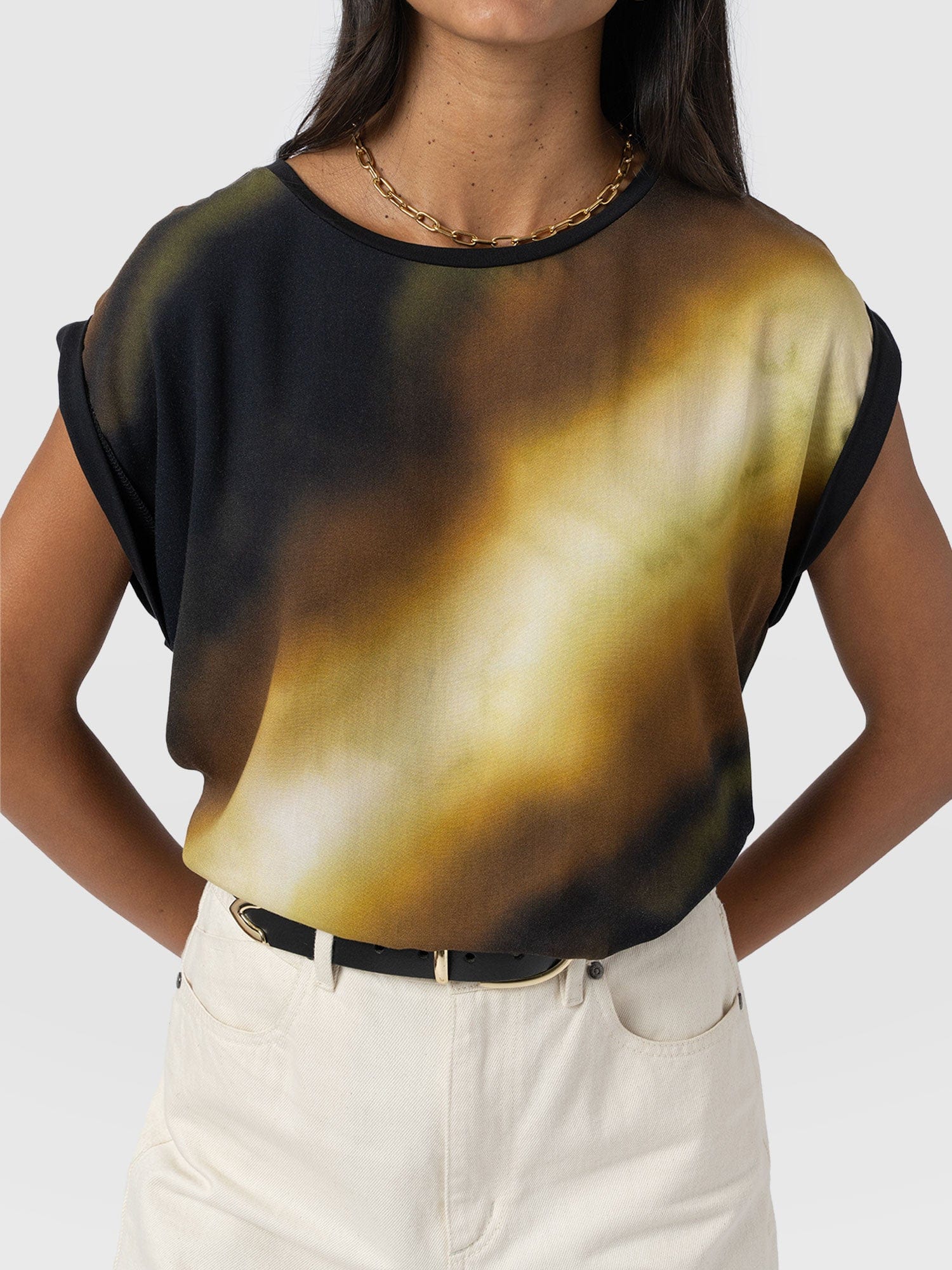 Turn Up Contrast Tee - Yellow Gradient - Women's T-shirts | Saint + Sofia® USA